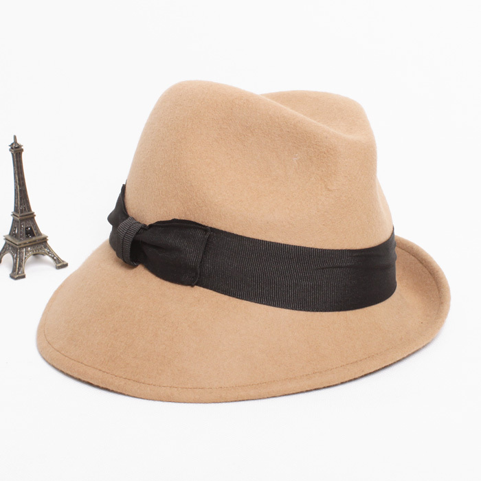 Quality pure wool bow fedoras jazz hat
