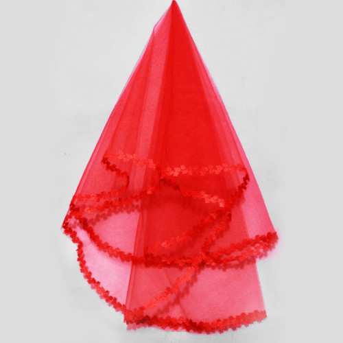 Quality red bridal veil single tier hard yarn wedding accessories style veil t17