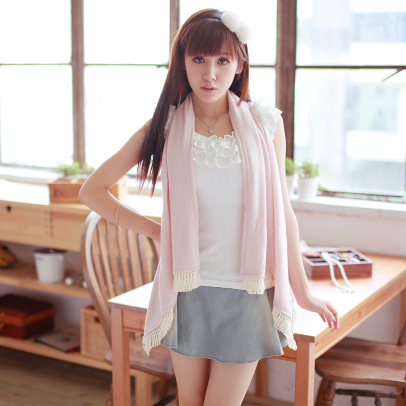 Quality!  scarf style sleeveless cardigan tassel cape multicolor womens sweat suits office suits