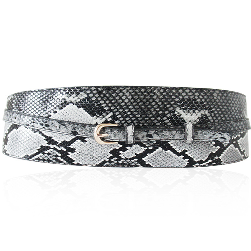 Quality serpentine pattern soft leather fashion decoration wide belt women's cummerbund yf326