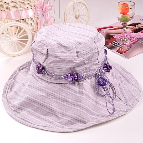 Quality soft steel wire pearl necklace sun-shading princess hat big along the cap female