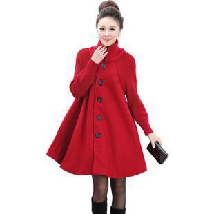 Quality spring and autumn fashion plus size maternity clothing outerwear elegant maternity woolen overcoat loose trench