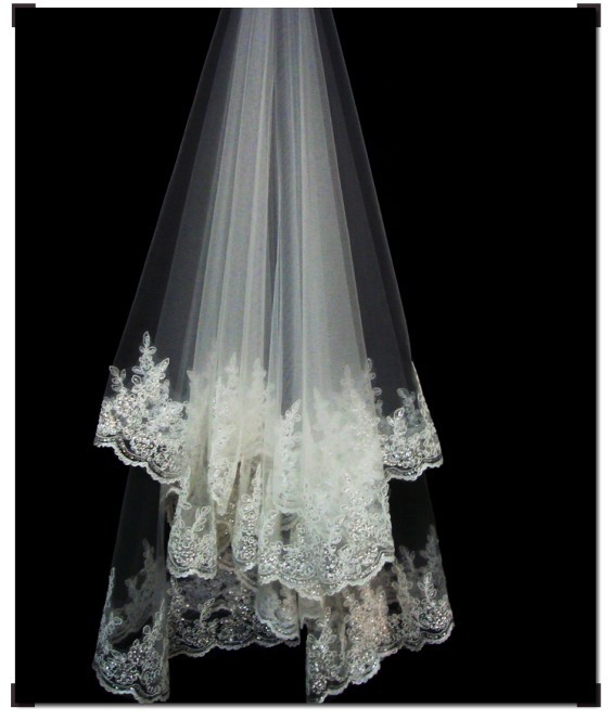 Quality Wedding crystal glaring lace fashion veils Bridal mantilla photograph and wedding accessories wholesale-Free shipping!