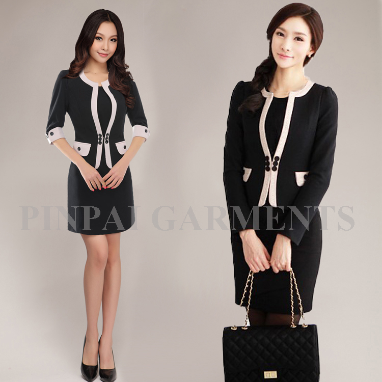 Quality white collar ol long-sleeve women's set skirt