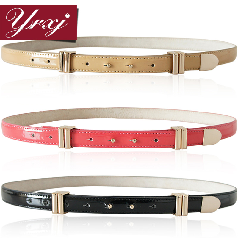 Quality yrxj japanned leather decoration women's thin all-match belt fashion genuine leather strap Women t079