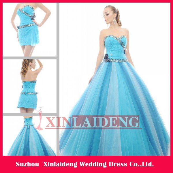 QUD001 graceful blue sweetheart beading organza ball gown quinceanera dresses