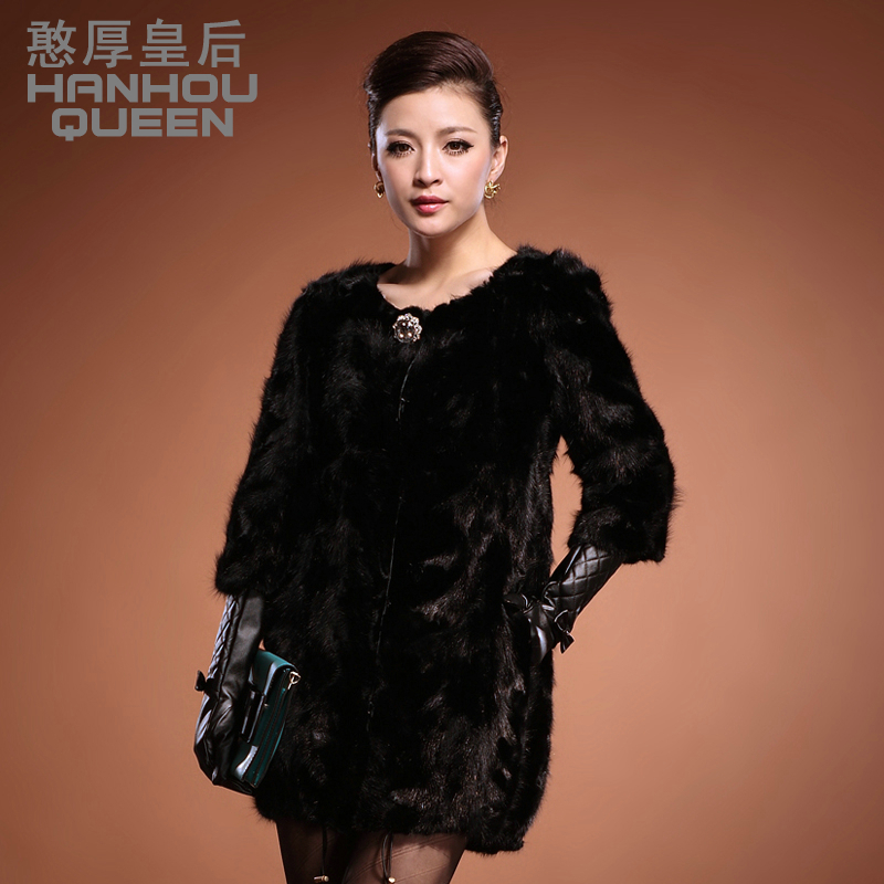 Queen 2012 mink overcoat female medium-long mink fur coat free shipping