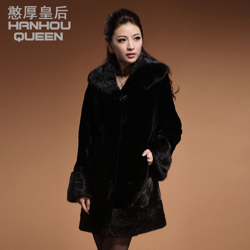 Queen 2012 mink overcoat marten velvet long design slim fur coat free shipping