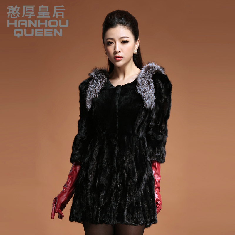 Queen 2012 mink overcoat medium-long fight mink fur coat free shipping