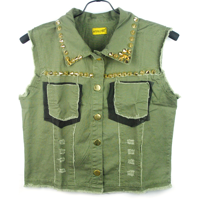 Queen 2013 metal rivet sleeveless denim vest outerwear