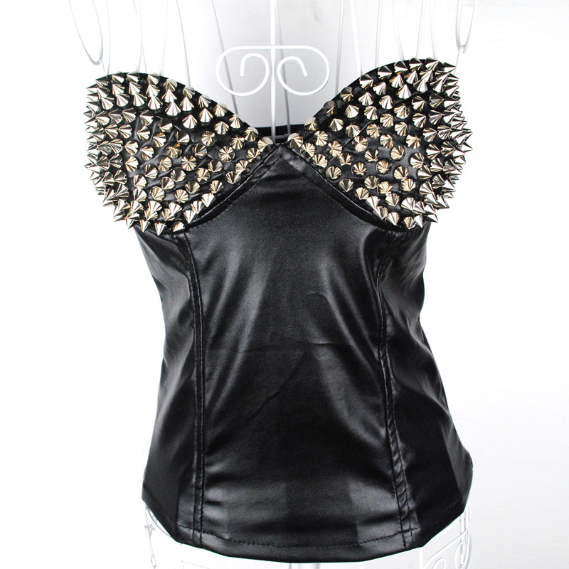 Queen - rivet leather fashion sexy tube top - 3095
