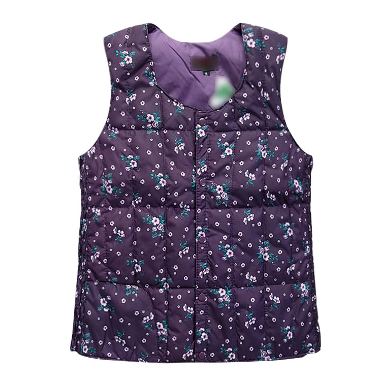Quinquagenarian Print Down Vest Thermal Warm Women's Down Vest Waistcoat     (260G