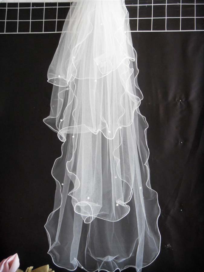 Qx-1435 pearl interspersion fashion veil the bride wedding dress veil