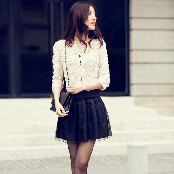 R 8855 real pictures with model 2012 autumn three-dimensional flower slim three quarter sleeve short jacket 230g