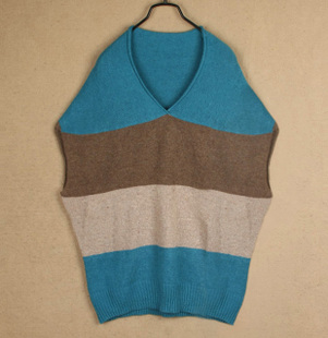 R intellectuality casual all-match 3109 three-color horizontal stripe vest knitted 240g