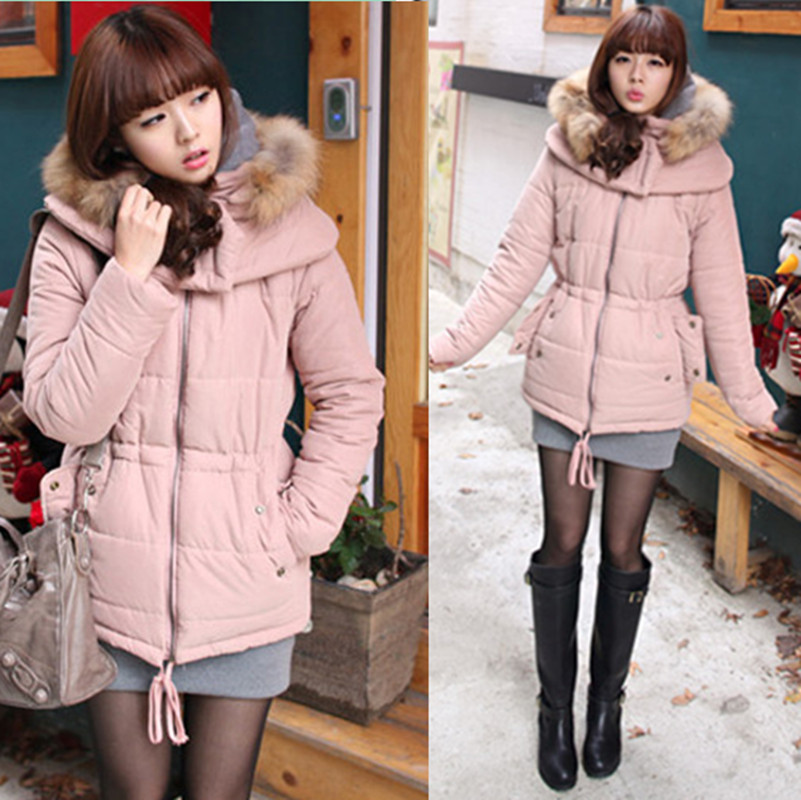 R2022 spring 2013 women's slim fur collar cap thickening cotton-padded jacket cotton mantissas outerwear overcoat