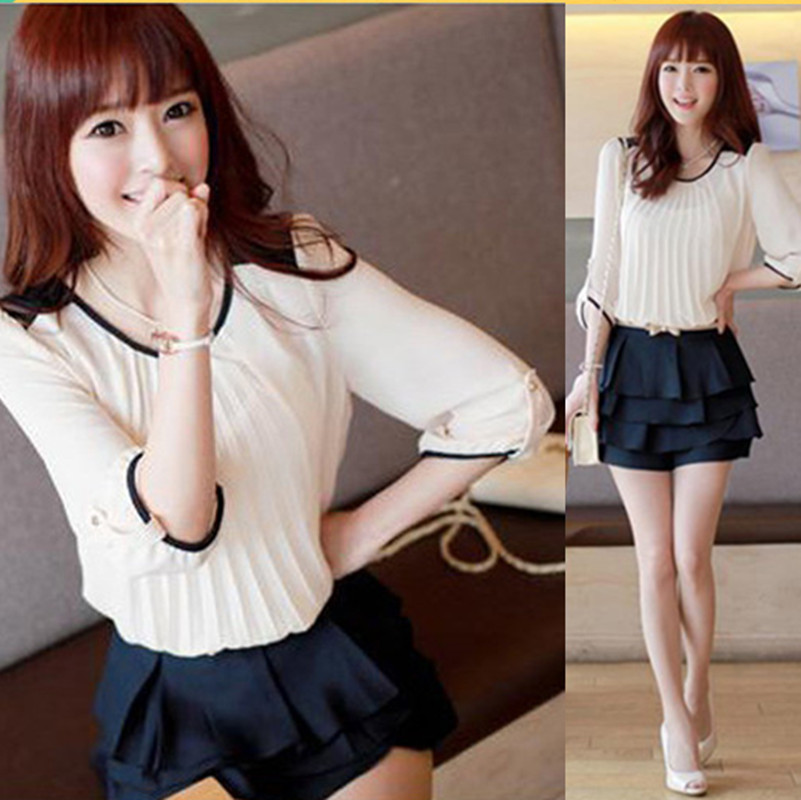 R7059a spring new arrival 2013 clothing fashionable casual loose chiffon shirt women's clothes
