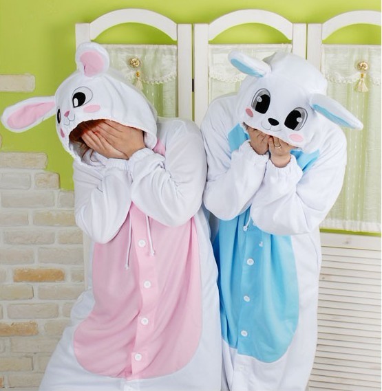 Rabbit animal cartoon lovers one piece sleepwear at home service costume female 100% cotton