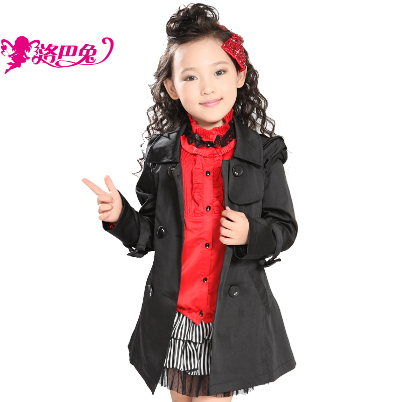Rabbit big children's clothing spring 2013 elegant female child trench outerwear princess spring and autumn ra83