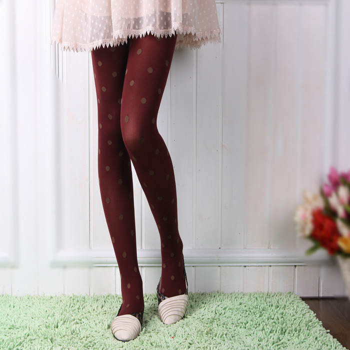 Rabbit big polka dot stockings velvet jacquard multicolour round dot pantyhose vintage socks female