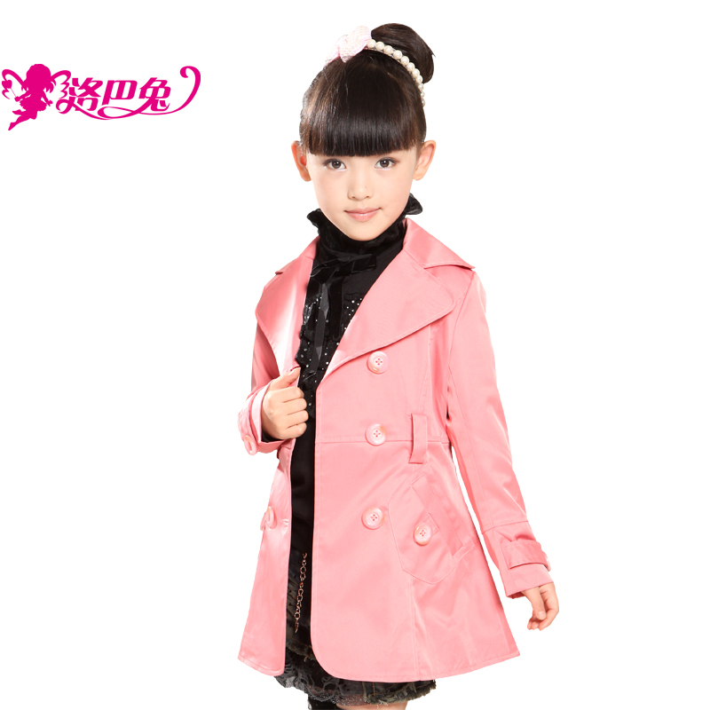 Rabbit children's clothing female child trench 2013 spring and autumn child princess outerwear medium-long ra96