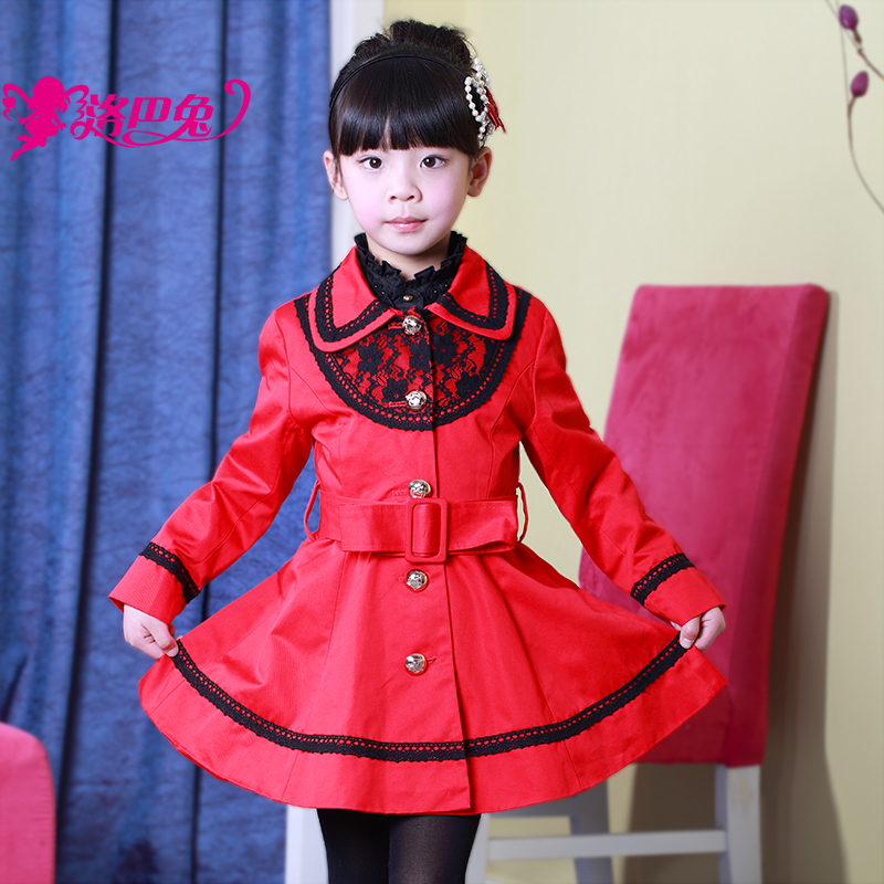 Rabbit children's clothing female child trench 2013 spring princess big boy laciness trench t388