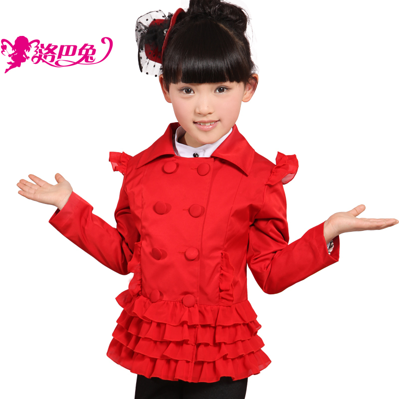 Rabbit female child trench child spring 2013 female child outerwear spring and autumn t005