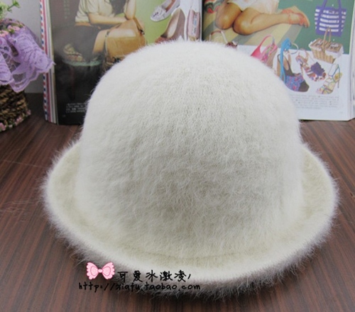 Rabbit fur dome fedoras hat female