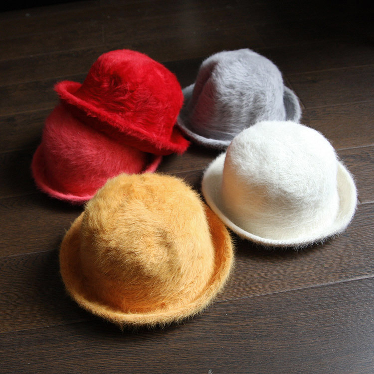 Rabbit fur hat woolen small fedoras jazz hat winter