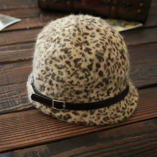 Rabbit fur leopard print knight cap hat women's autumn and winter all-match hat