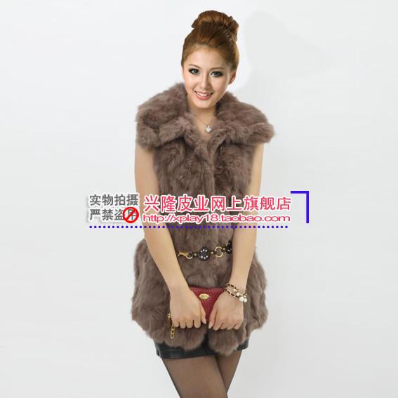 Rabbit fur turn-down collar vest rabbit fur plus size fur coat 2012