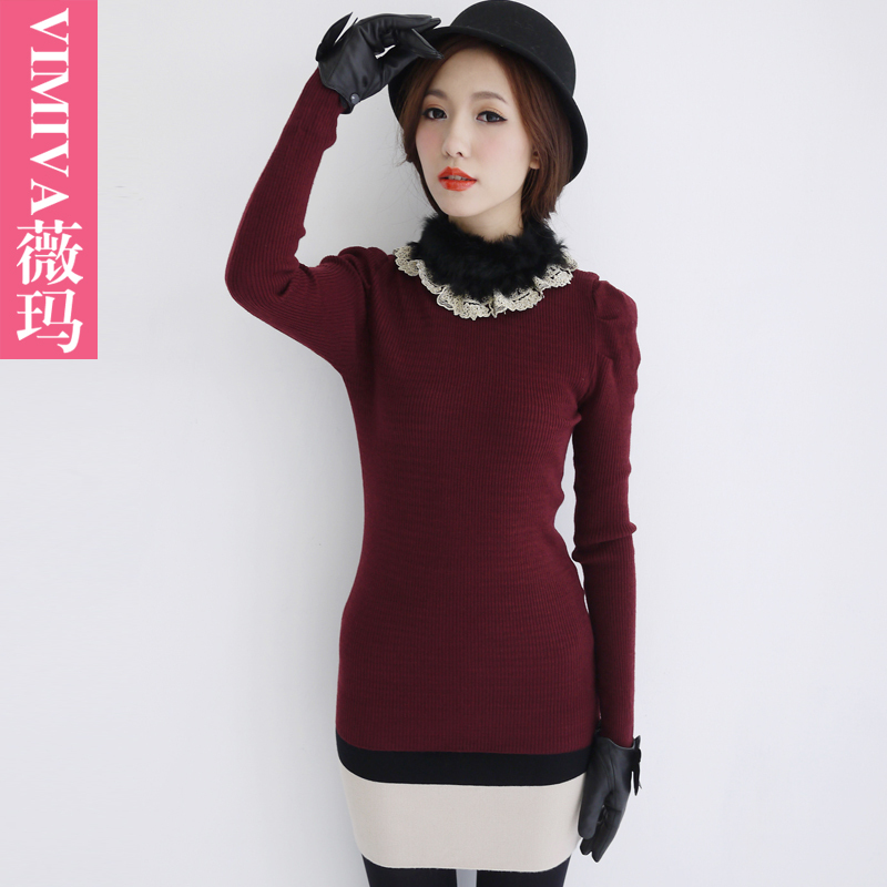 Rabbit fur turtleneck sweater formal long-sleeve sweater slim all-match basic shirt female