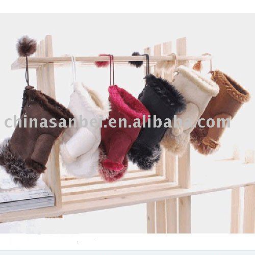 rabbit fur  winter fingerless leather gloves gove