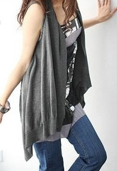 Rabbit hair blending cape type irregular sweep long design cardigan vest coat