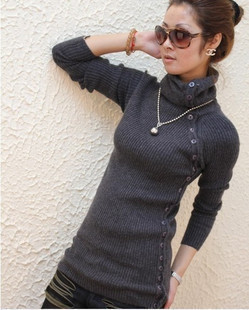 Rabbit hair women medium-long slim turtleneck thickening knitted basic shirt thick sweater basic sweater