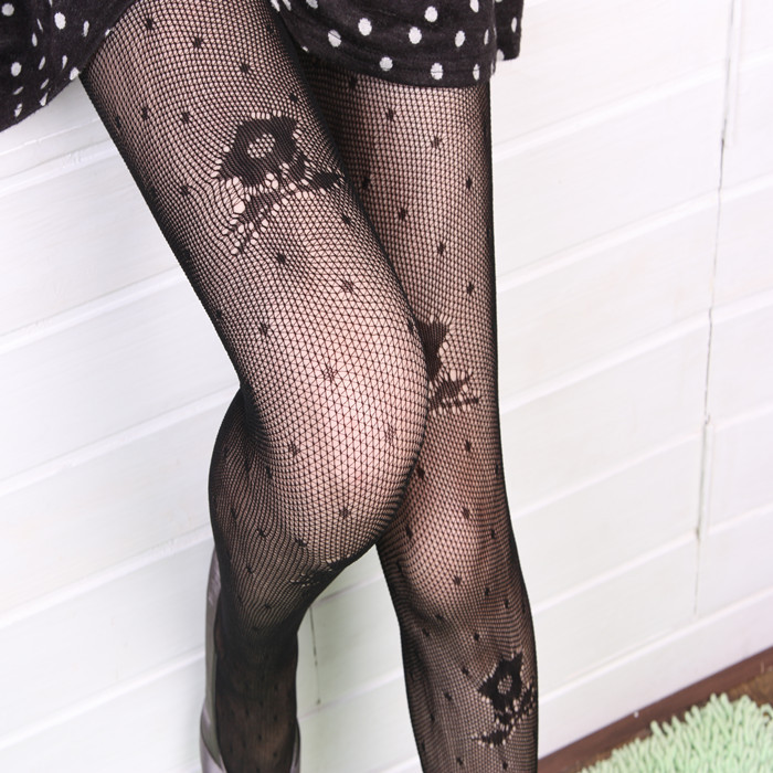 Rabbit sexy ultra elastic flowers dot rompers fishnet stockings pantyhose jacquard fishnet stockings