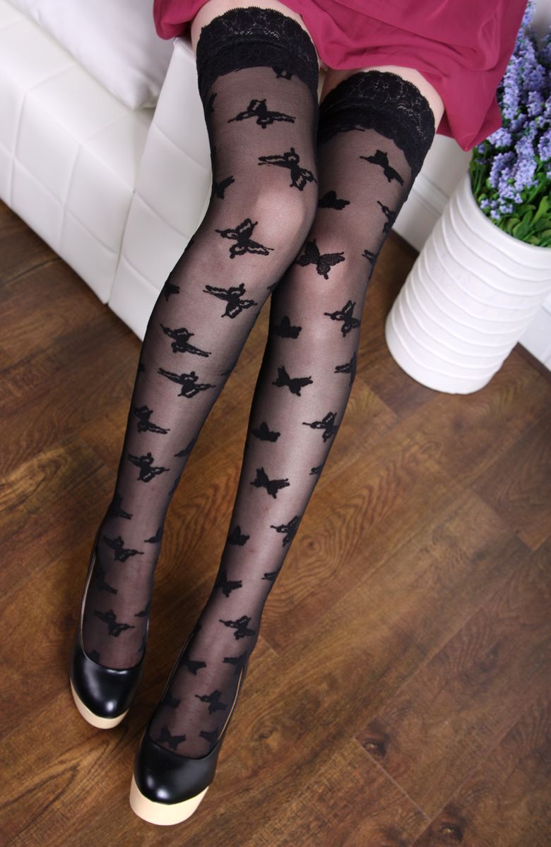 Rabbit socks silica gel black stocking