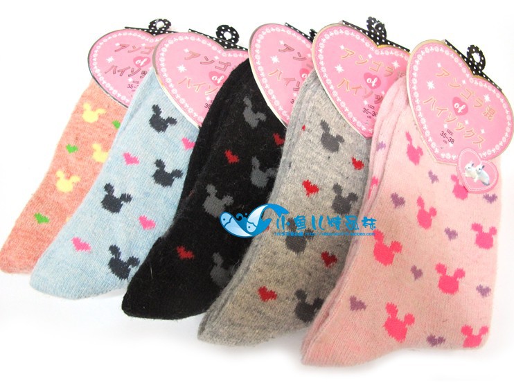 Rabbit wool socks women's thickening socks 100% cotton socks