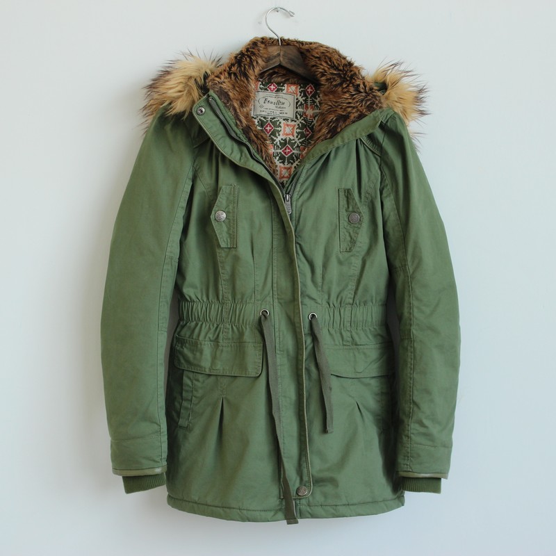 Raccoon fur wadded jacket cotton-padded jacket Army Green medium-long cotton overcoat female military tooling cotton-padded