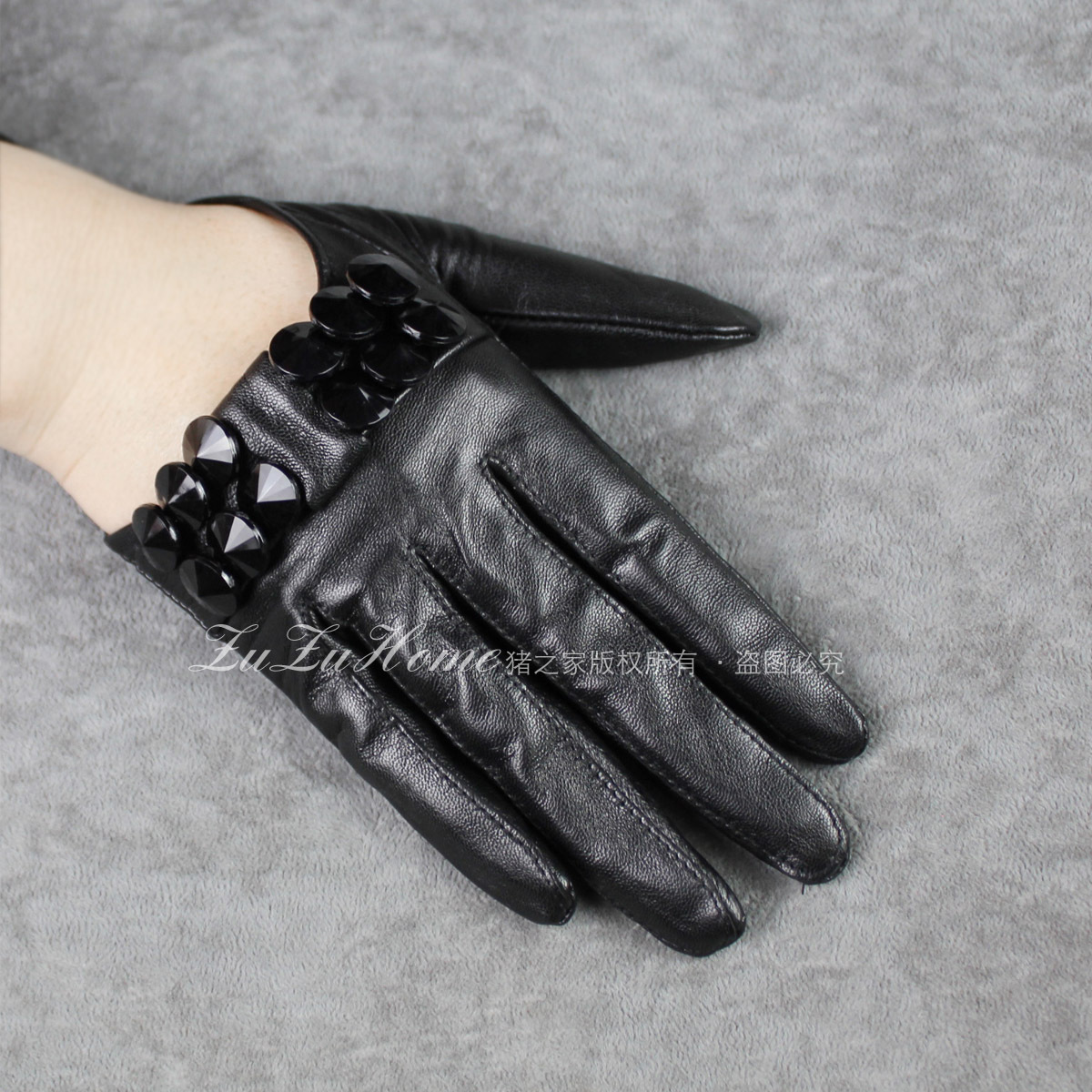Racerback genuine leather gloves suede gulps half handmade beaded