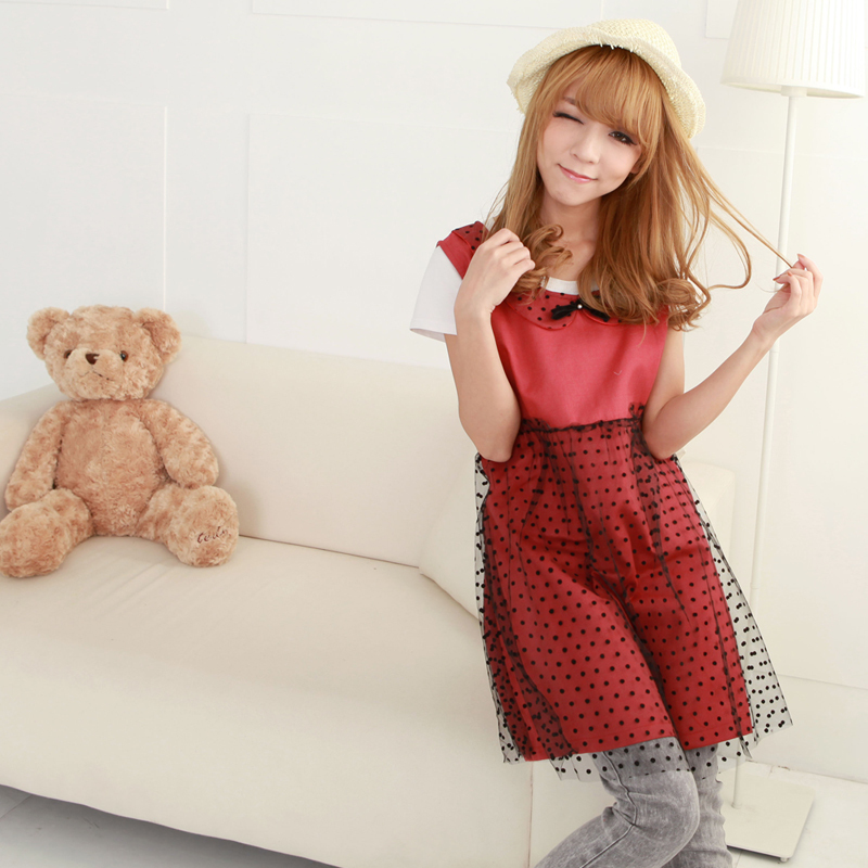Radiation-resistant maternity clothing new arrival pearl fiber lace vintage flock printing vest maternity dress 68470
