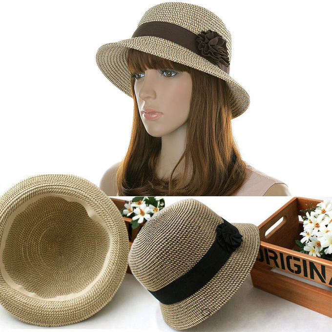 Raffia hat summer women's dome small fedoras fashion bucket hat summer hat sun hat c115