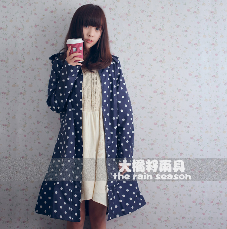 rain gear fashion adult raincoat white polka dot