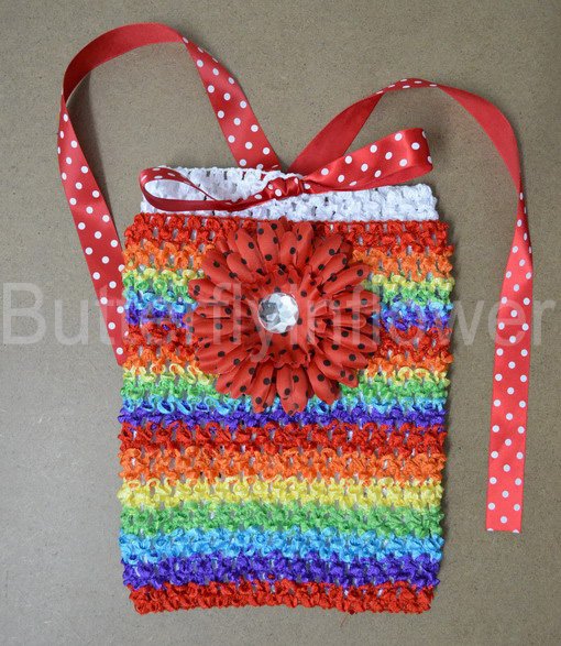Rainbow halter double layer Interchangeable Tops 9inch in length comes with daisy flowers for baby  24pcs/lot