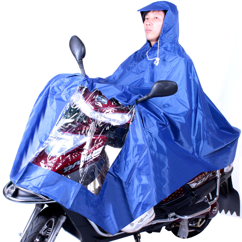 Raincoat hat brim motorcycle raincoat single electric bicycle raincoat poncho adult Large thickening