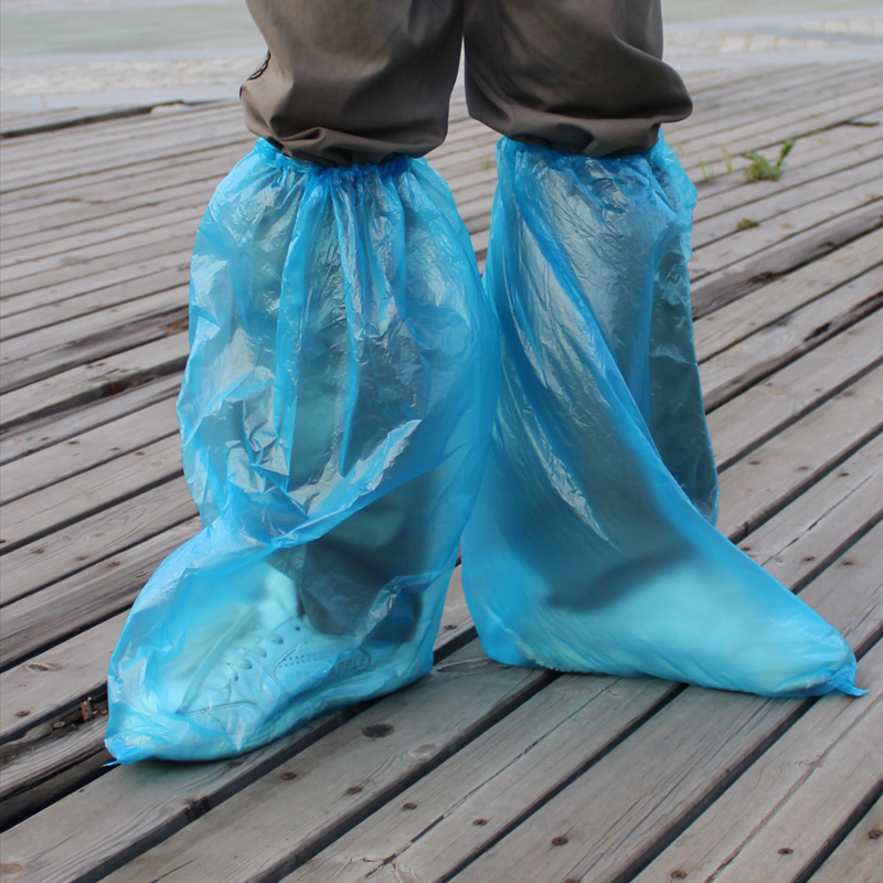 Raincoat over-the-knee design long barreled lengthen thickening disposable shoes cover set