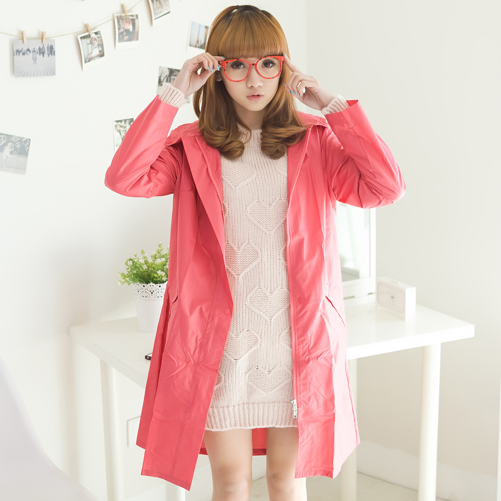 Raincoat trench with a hood buttons fashion set raincoat poncho breathable