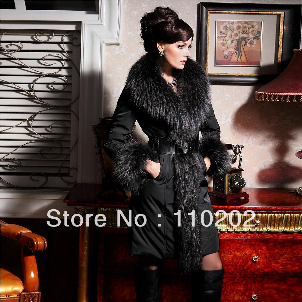 Rara2012 ultralarge raccoon fur luxury high quality thickening fashion long design down coat