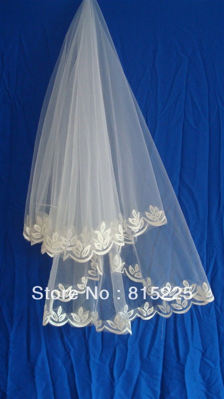 Ravishing New Classy Wedding Dress Veils Bridal Veils Low Price Lace Edge Applique Two Layer Elbow Length Veils White Tulle Hot