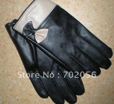 Real leather gloves fur fringed 5 fingure skin LEATHER GLOVE FASHION new arrival 10pairs/lot #2384